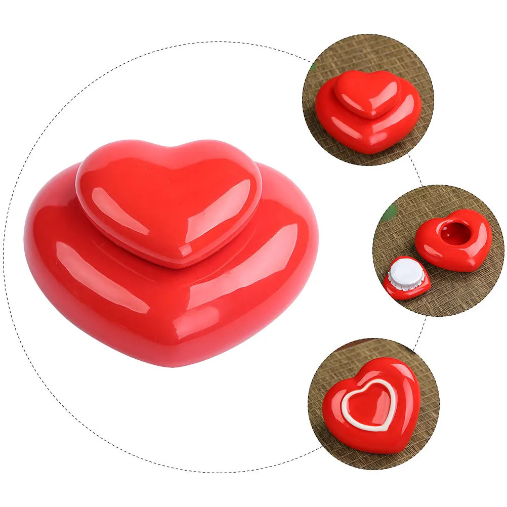 Lata de Perfume de cerámica sellada, tarro pequeño en forma de corazón para brillo de labios, colorete, almacenamiento de polvos faciales, contenedor de cosméticos hermético para boda