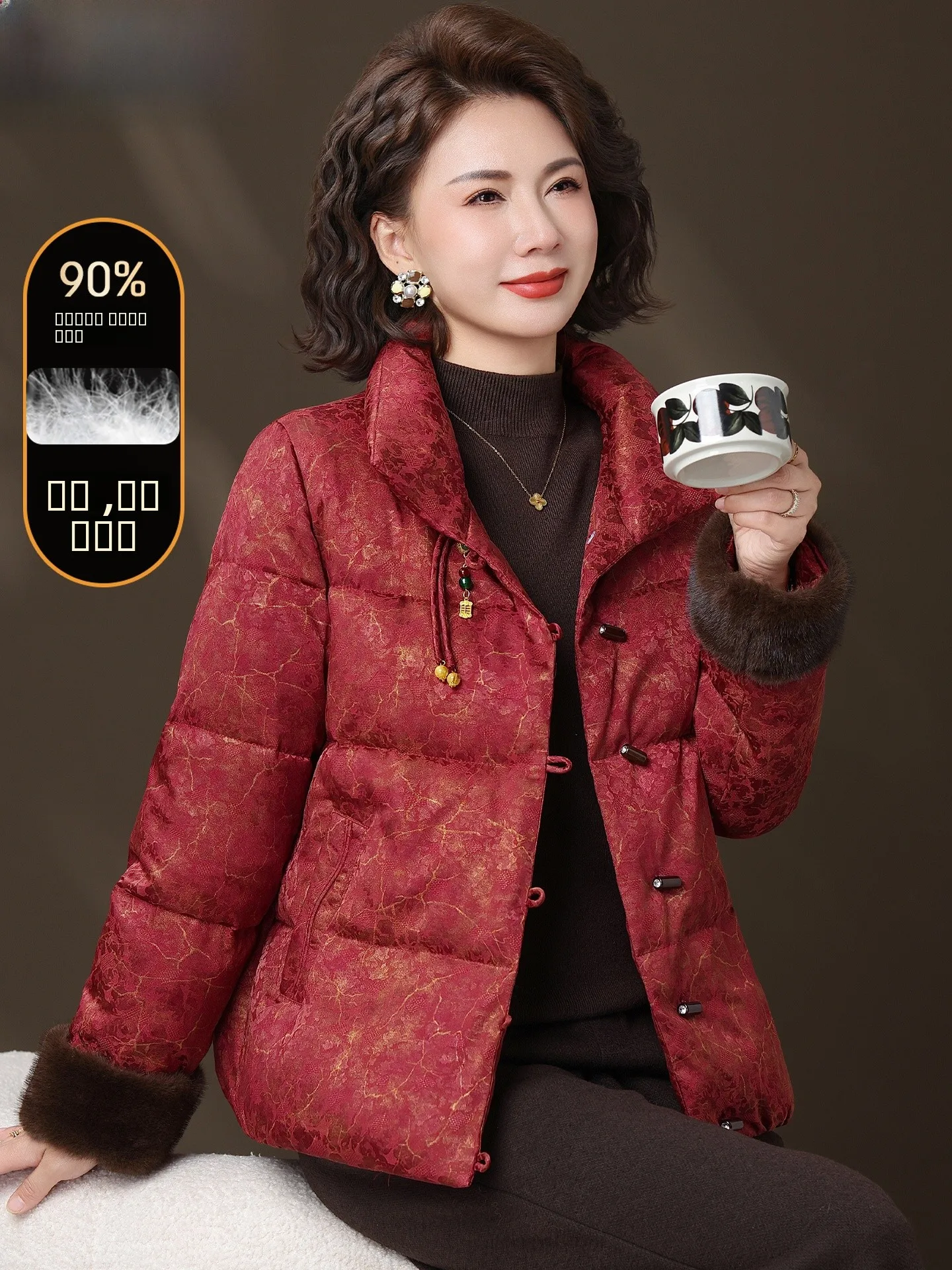 

Новая китайская теплая зимняя куртка-пуховик для женщин, красное хлопковое пальто, новогодняя одежда для женщин