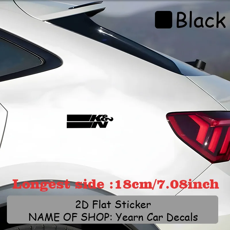قطعة واحدة من ملصق الفينيل بشعار K&N - نص أبيض بخلفية سوداء، خطوط حديثة بسيطة، ملصق شفاف مقاوم للماء ومقاوم للأشعة فوق البنفسجية #3