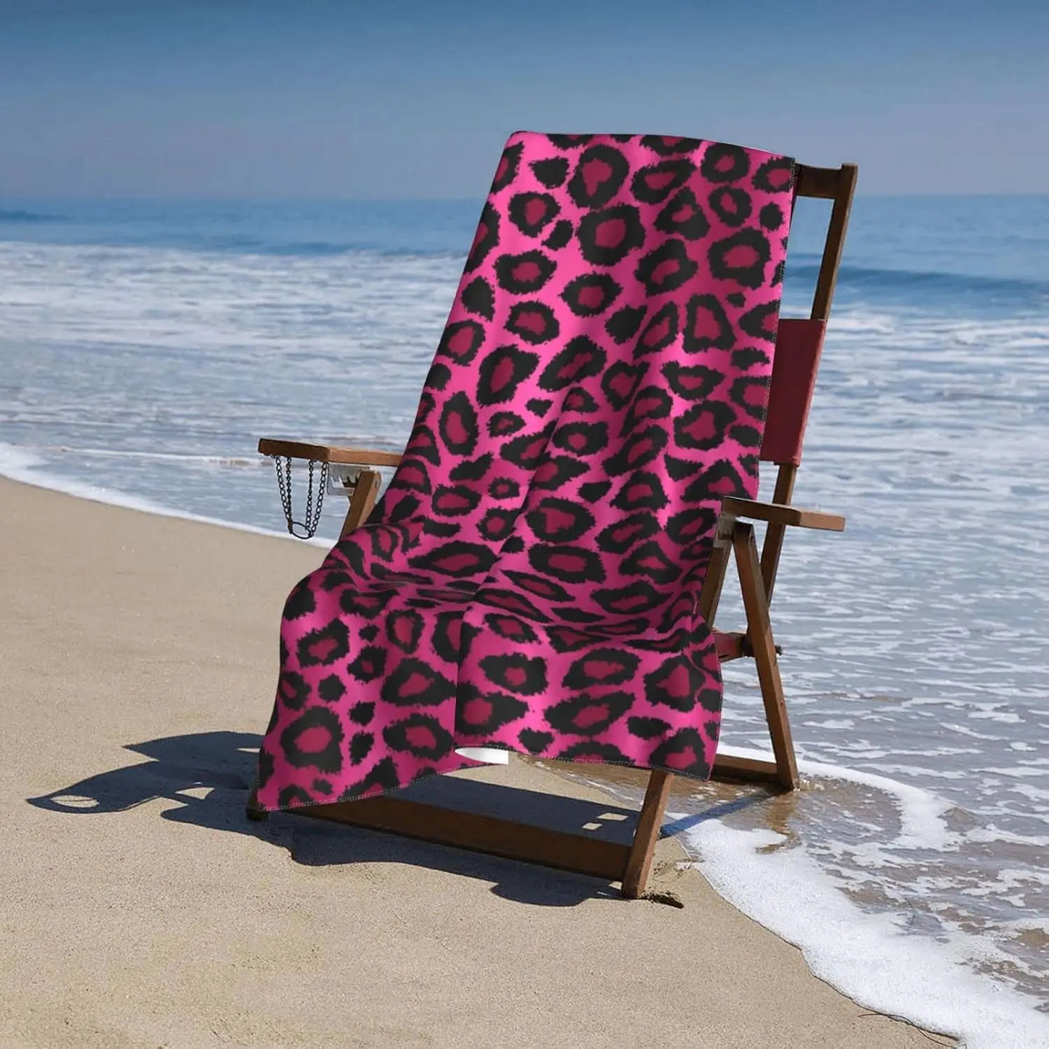 Toallas de Playa con Estampado de Leopardo Rosa, Extra Grandes, Suaves, Altamente Absorbentes, de Secado Rápido, para Piscina, Viajes y Playa