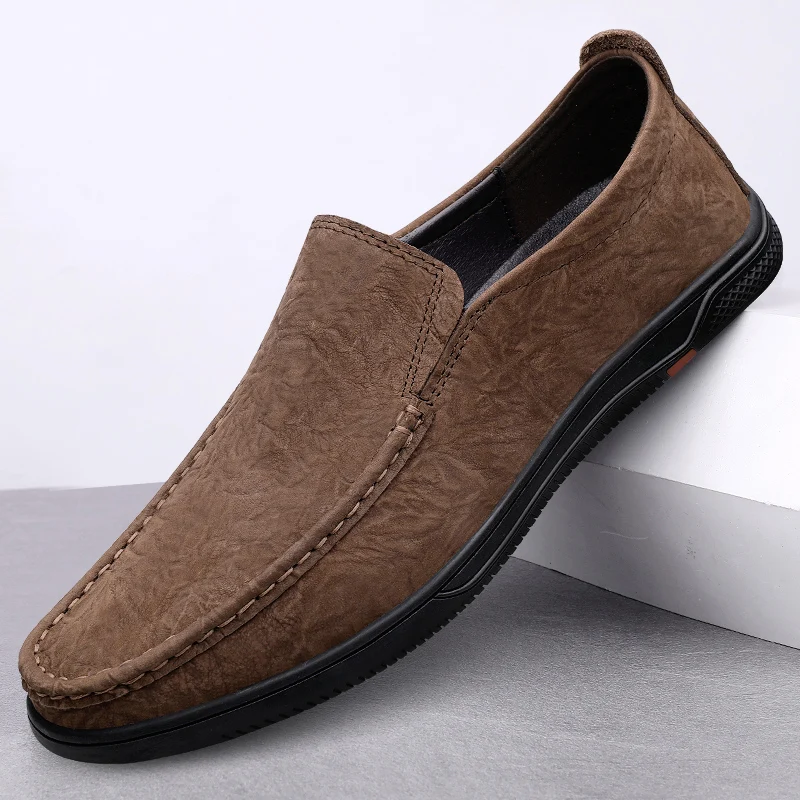 

2025 PU Leather Breathable Casual Shoes for Men Formal Occasions Banquets Business Driving Flat Men's Casual Shoes Zapatillas