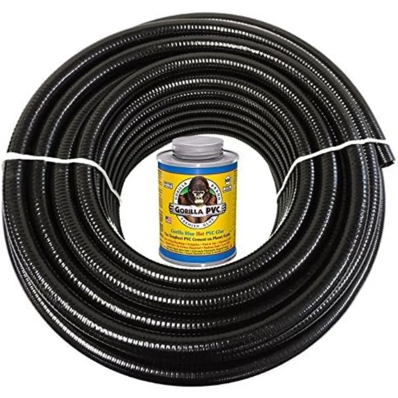 

HydroMaxx 50 feet x 1.5 Inch Black Flexible PVC Pipe, Hose and Tubing for Koi Ponds, Irrigation and Water Gardens.