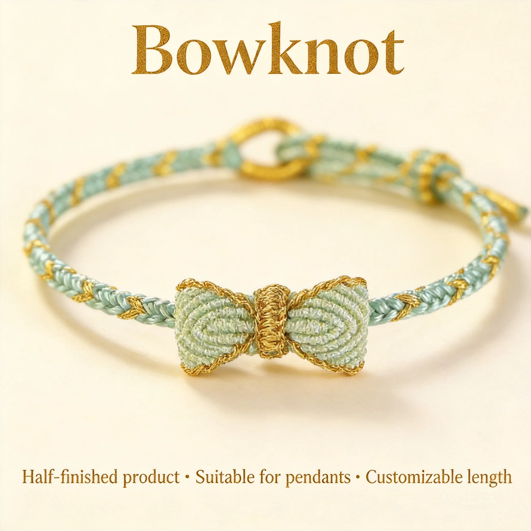 Chinese Style Auspicious Lucky Bow Knot Handmade Braided Bracelet Adjustable Semi Finished String For Pendant Blessing Jewelry
