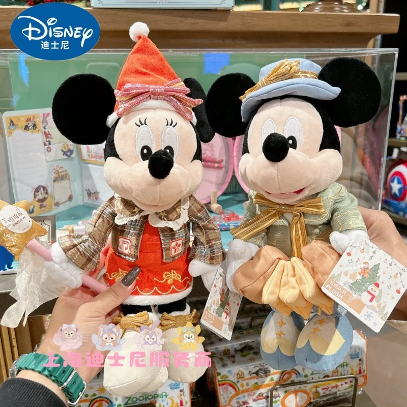 

Original Disney Mickey Mouse Winter Minnie Plush Throw Pillow Home Cartoon Plush Doll Decorations Birthday Christmas Gift Toy
