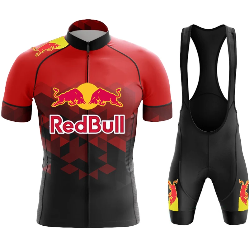 

Men's Bike Clothing Cycling Jersey Set Man Outfit Red Bull Summer 2024 Clothes Mens Jacket Mtb Costume Pants Bib Laser Cut Gel