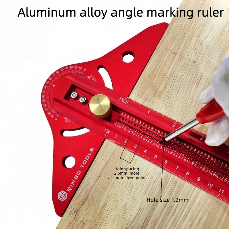 

Woodworking scribing ruler, adjustable aluminum alloy hole ruler, angle adjustment scale line auxiliary drawing ruler
