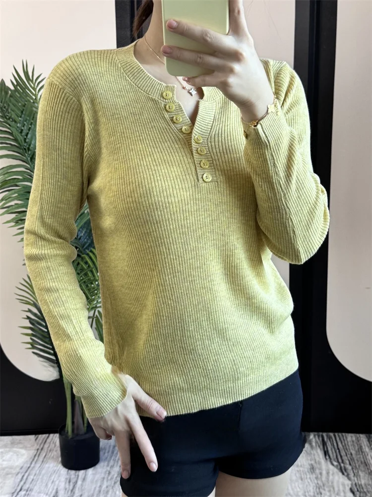 

Knitwear Sweater Textured Wool V-Neck Slim Fit Autumn Winter Women's Fashion Casual Style Long Sleeve Polyester Blend