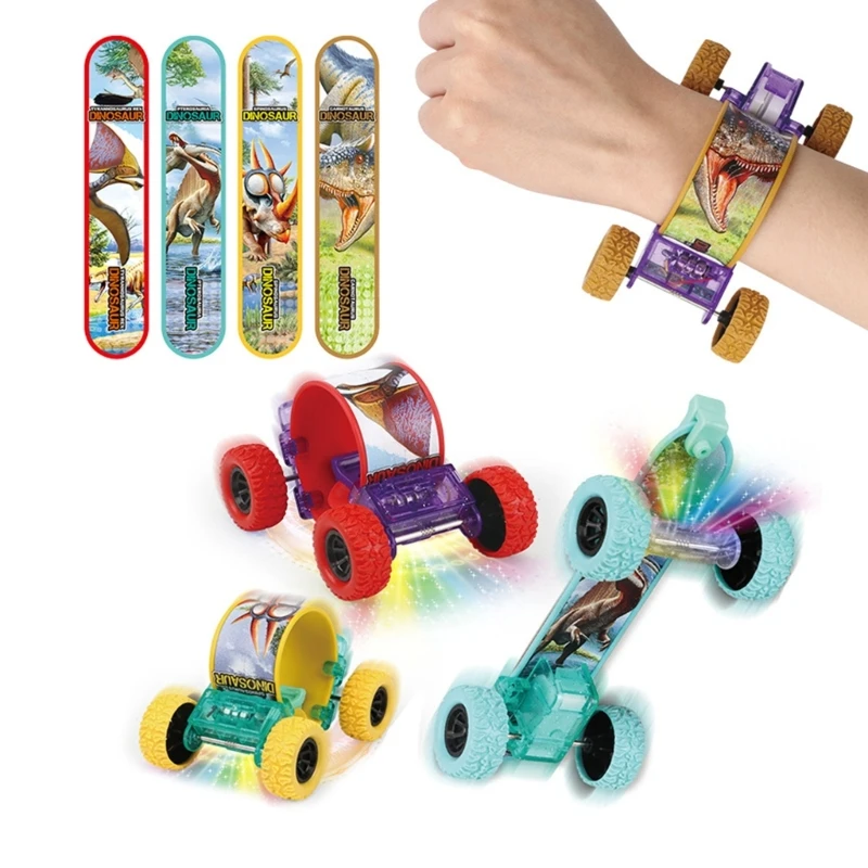 Wearable Finger Skateboard Toy for Child Bracelet Dinosaur Pull Back Vehicle Toy Cartoon Finger Scooter Prize Gift