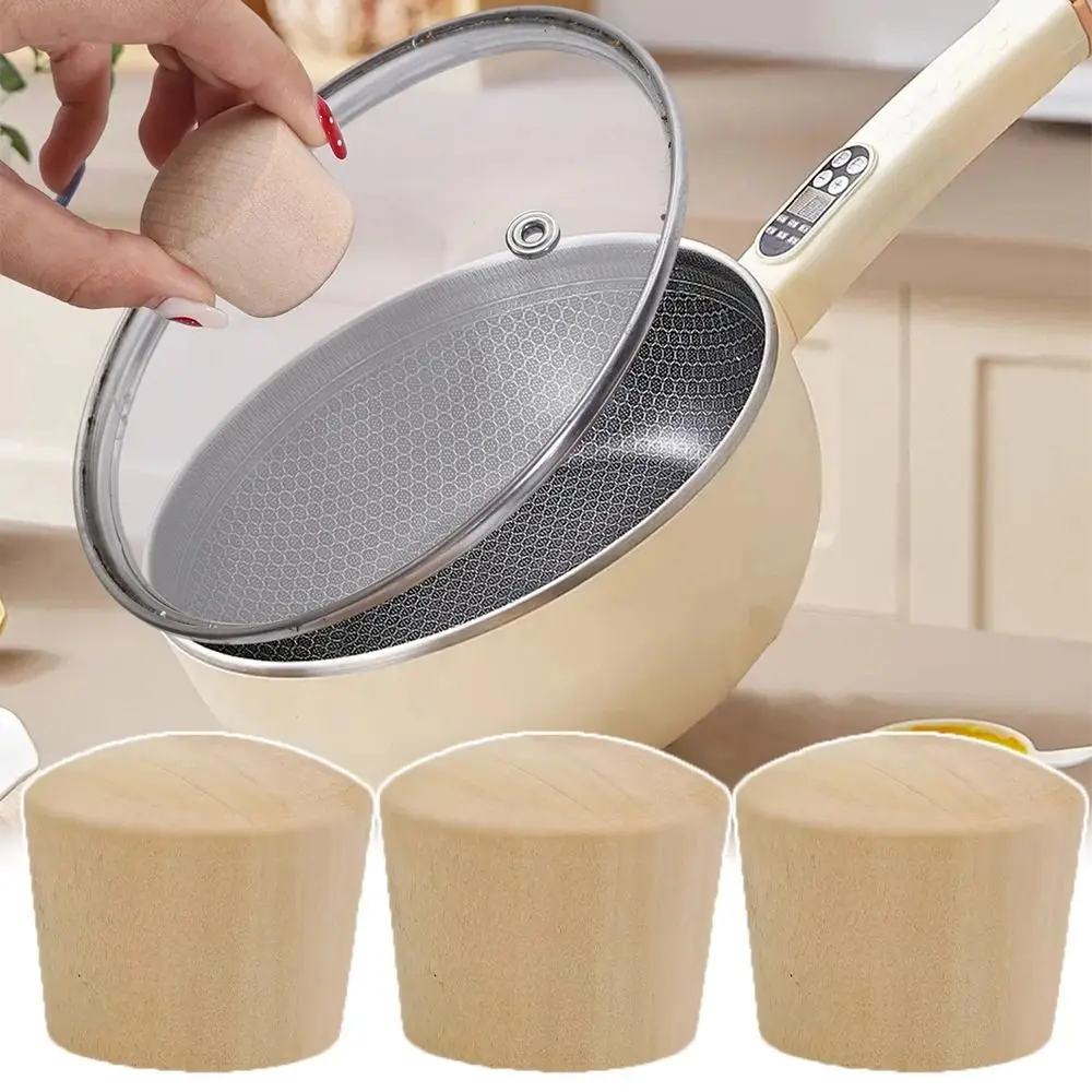 Wooden Pot Lid Handle Universal Replacement Kitchen Cookware Handgrip with Screw Washer Insulated Lib Cover Knob Cap