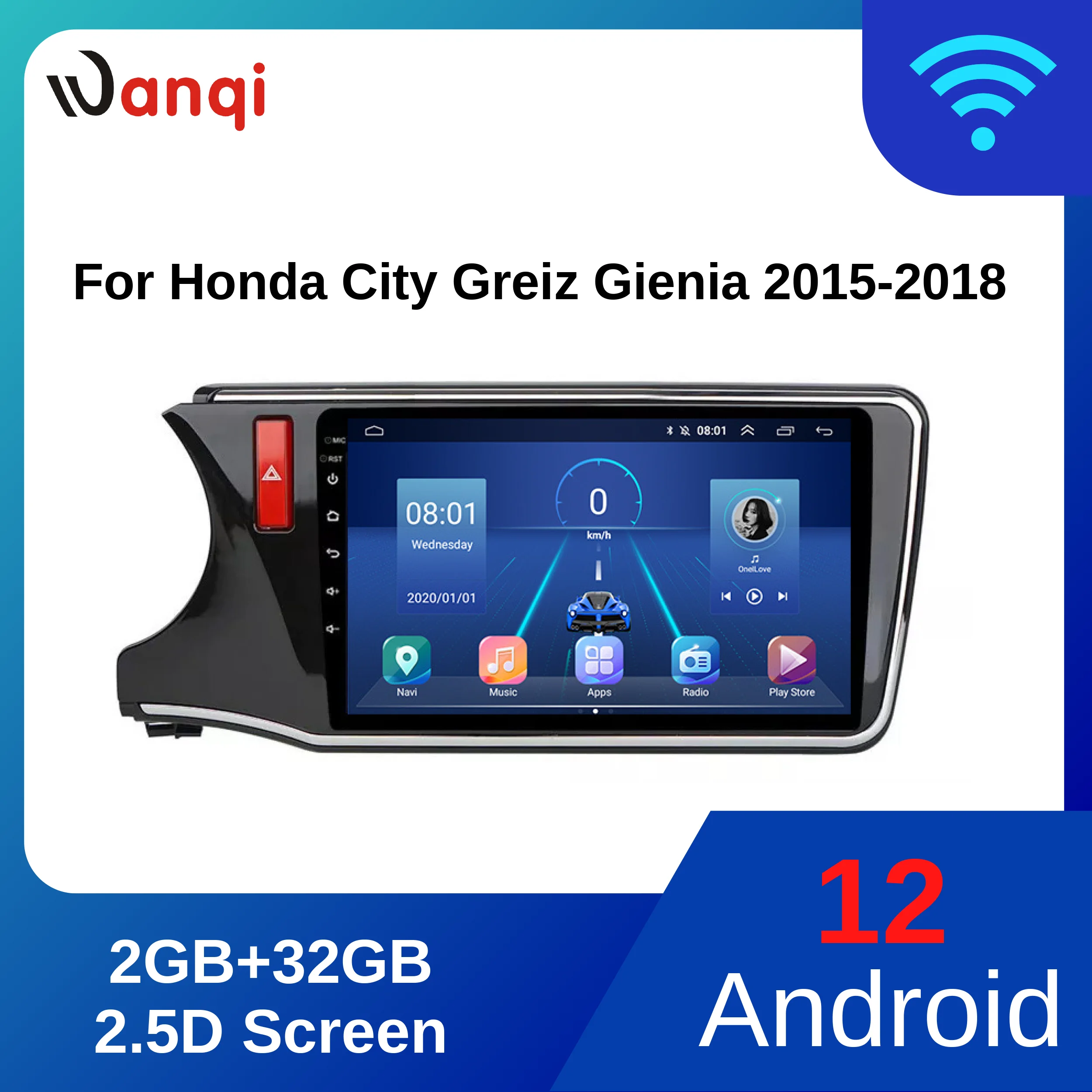 

10.1Inch Wanqi 12.0 Car GPS DSP AHD Navigation For Honda City Greiz Gienia 2015-2018 RHD Support Stereo Bluetooth WIFI