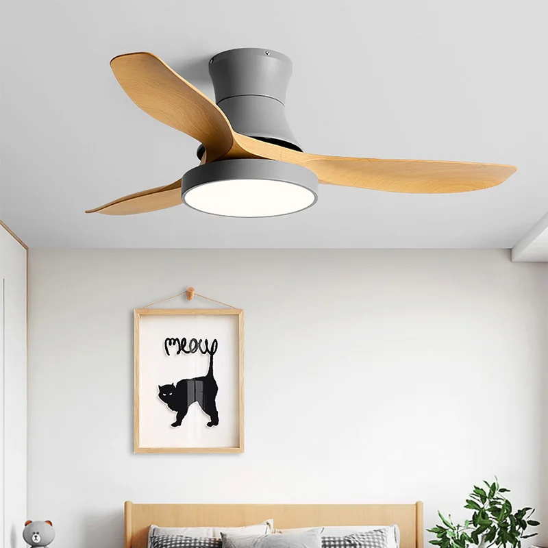 

Ceiling simple dining room living room fan light silent wind log