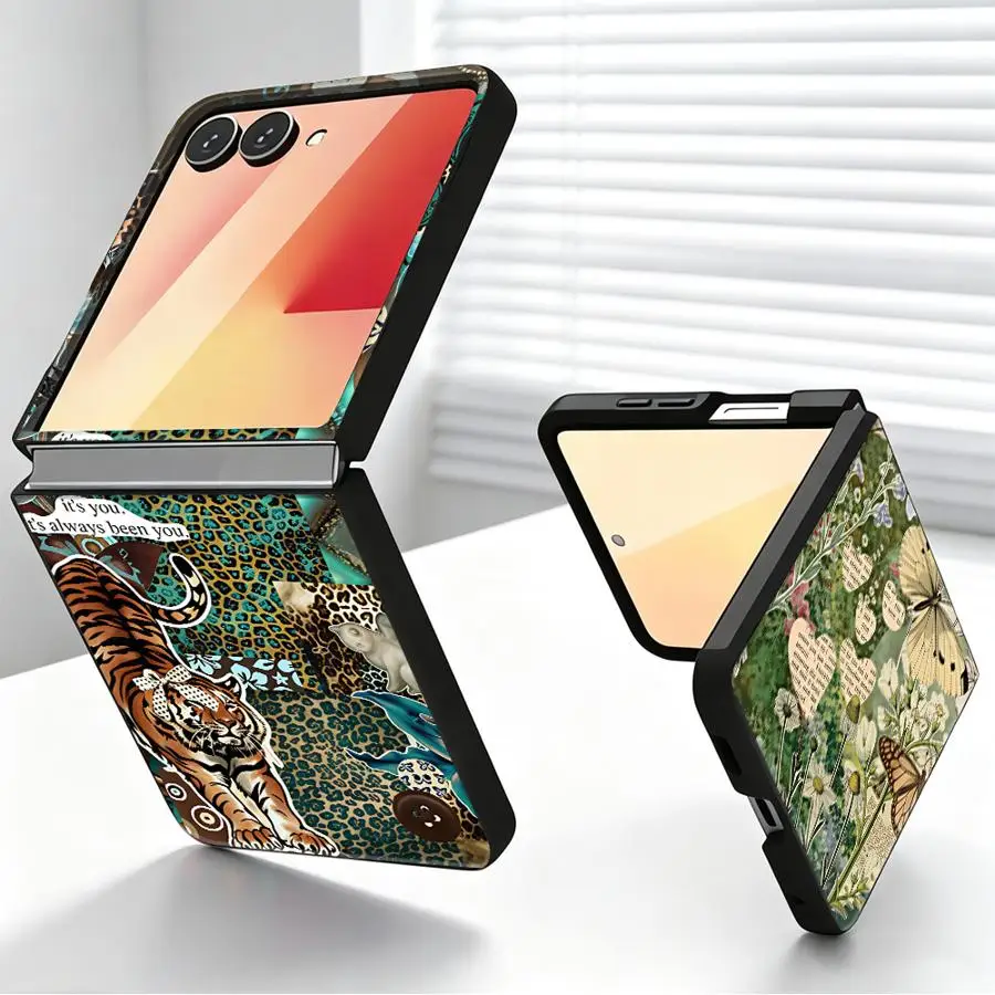 Back Phone Cover Case Suitable For Samsung For Galaxy Z Flip 8 Z Flip5 Z Flip3 Z Flip6 Z Flip7 FE Z Flip4 7 6 5 4 3 Floral