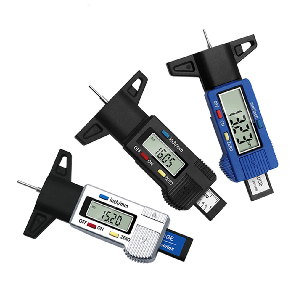 1Piece Digital Car Tyre Tire Tread Depth Gauge Meter Caliper Thickness Gauges Auto Tire Wear Detection Measuring Tool