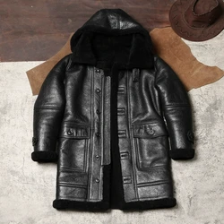 DSB71860 Asian Size Air Force Pilot Warm Wool Merino Fur Skin Coat High Quality Genuine Sheep Shearling Jacket