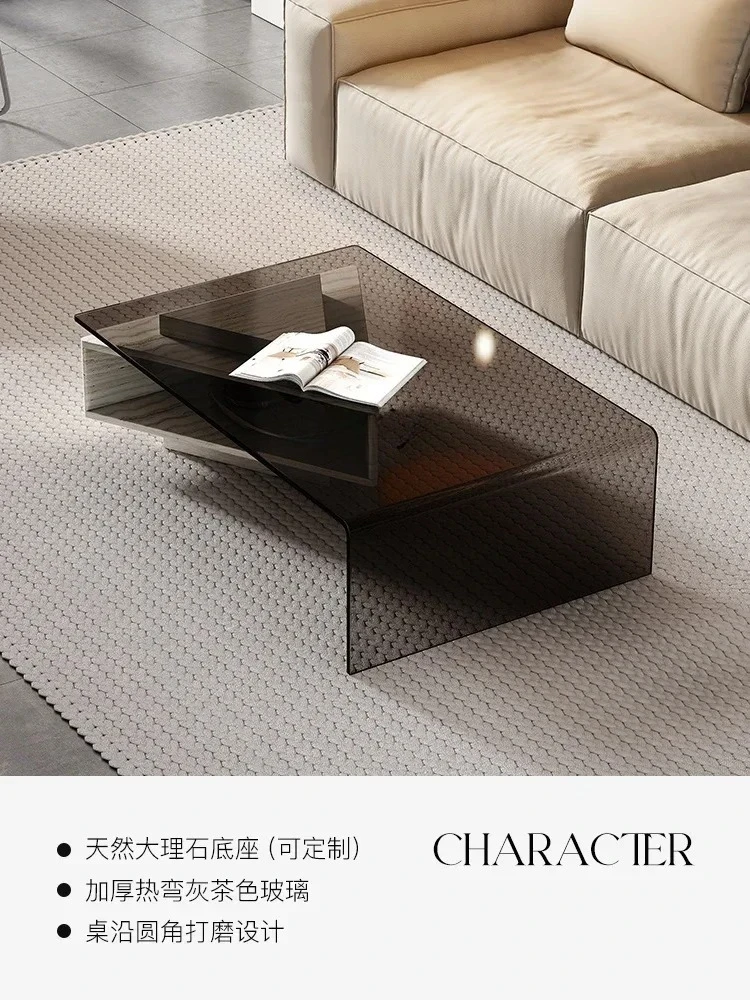 Y Marble coffee table Italian style, small apartment living room glass creative rectangular telescopic