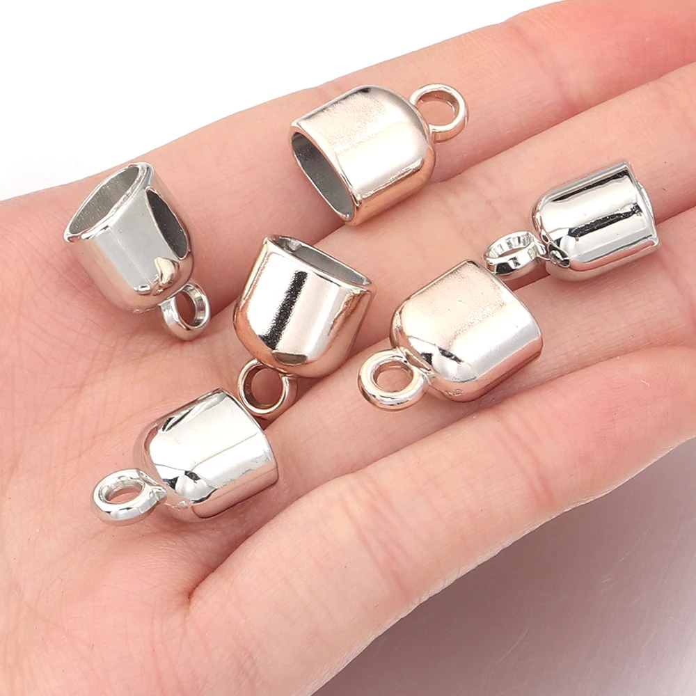 20-40 Stück CCB-Endkappen zum Verpressen, Endstücke für Lederbänder, Verschlüsse und Verbinder für die Schmuckherstellung, zum Basteln von Armbändern, Halsketten und Schlüsselanhängern. – Detail 2