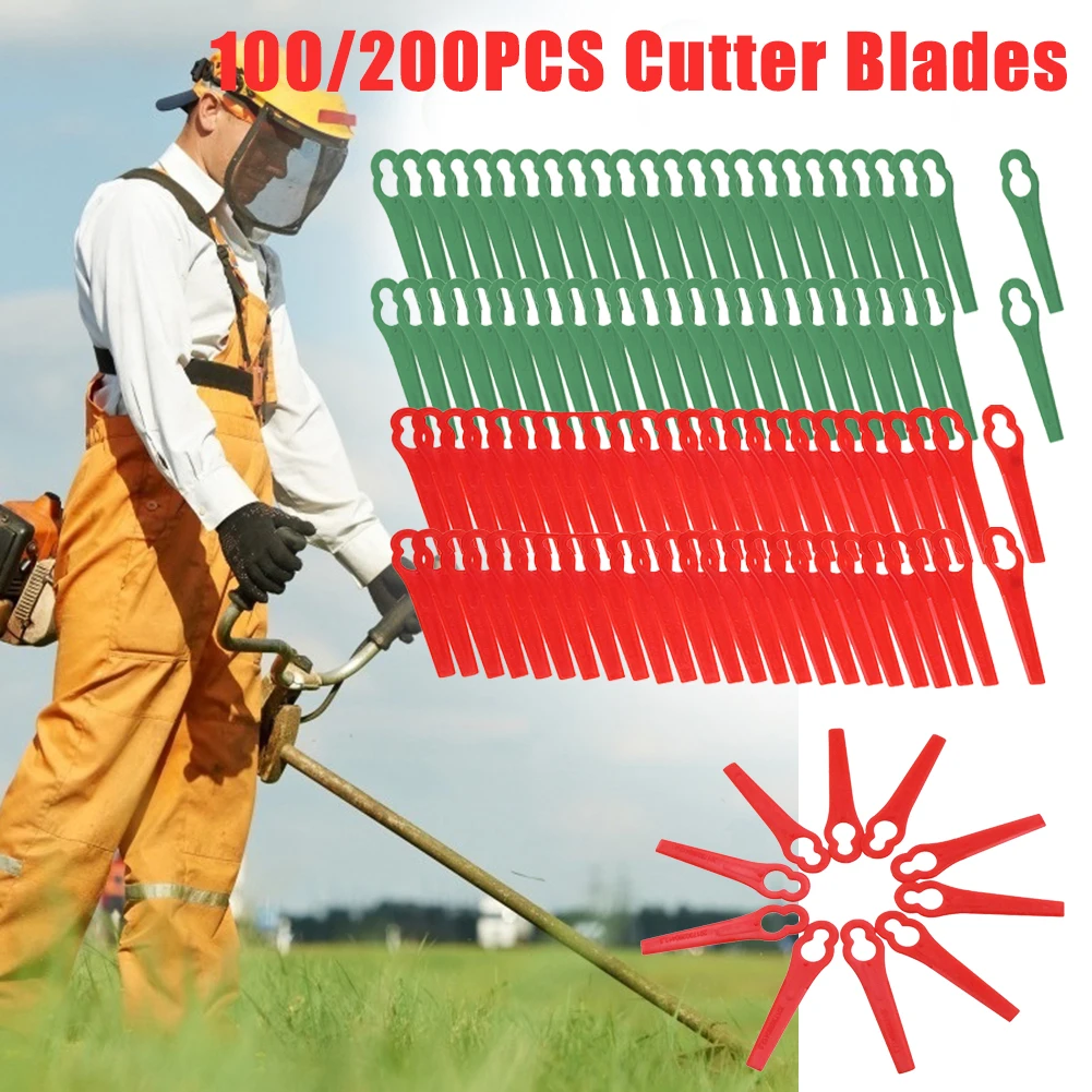 100/200Pcs Plastic Cutter Blades for Florabest Grass Trimmer Brushcutte for Garden Lawn Garden Lace Mower Grass Gardening Tool