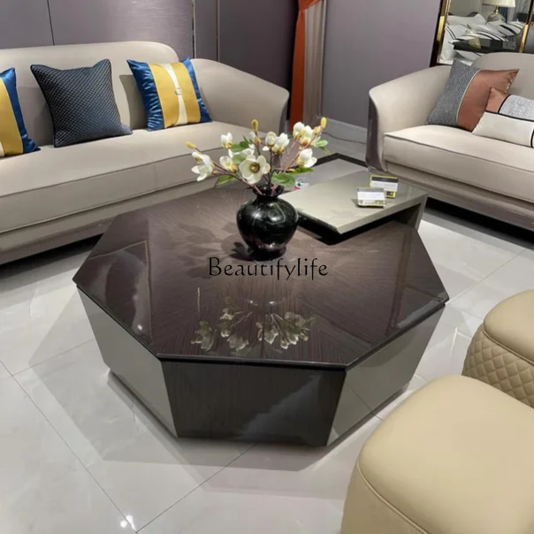 

Postmodern light luxury octagonal coffee table villa model room simple tea table