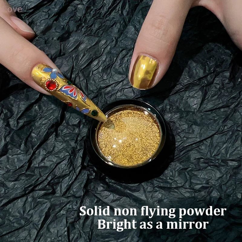 [L&P] مرآة معدنية مسحوق أظافر معدنية بريق الذهب الشمبانيا الفضة هلام البولندية الكروم الغبار مانيكير لتقوم بها بنفسك تقشر الديكور