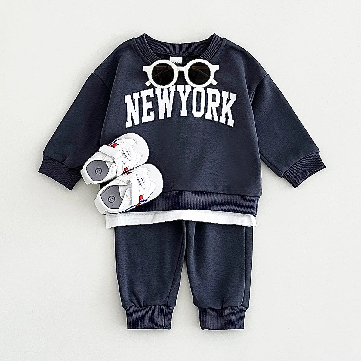 2024 New York Infant Baby Outfit Spring Autumn Printed Long Sleeved Top Pants Two-piece Set Babies Aged 0-3 kids Boys Girls