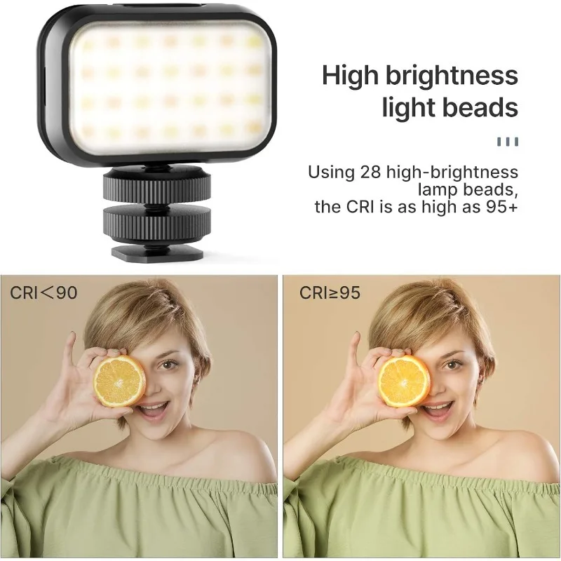 PICTRON VL28 LED Light for iPhone, Mini LED Camera Light, Rechargeable 5600K 95+ Long-Lasting Fill Light for Action Camera