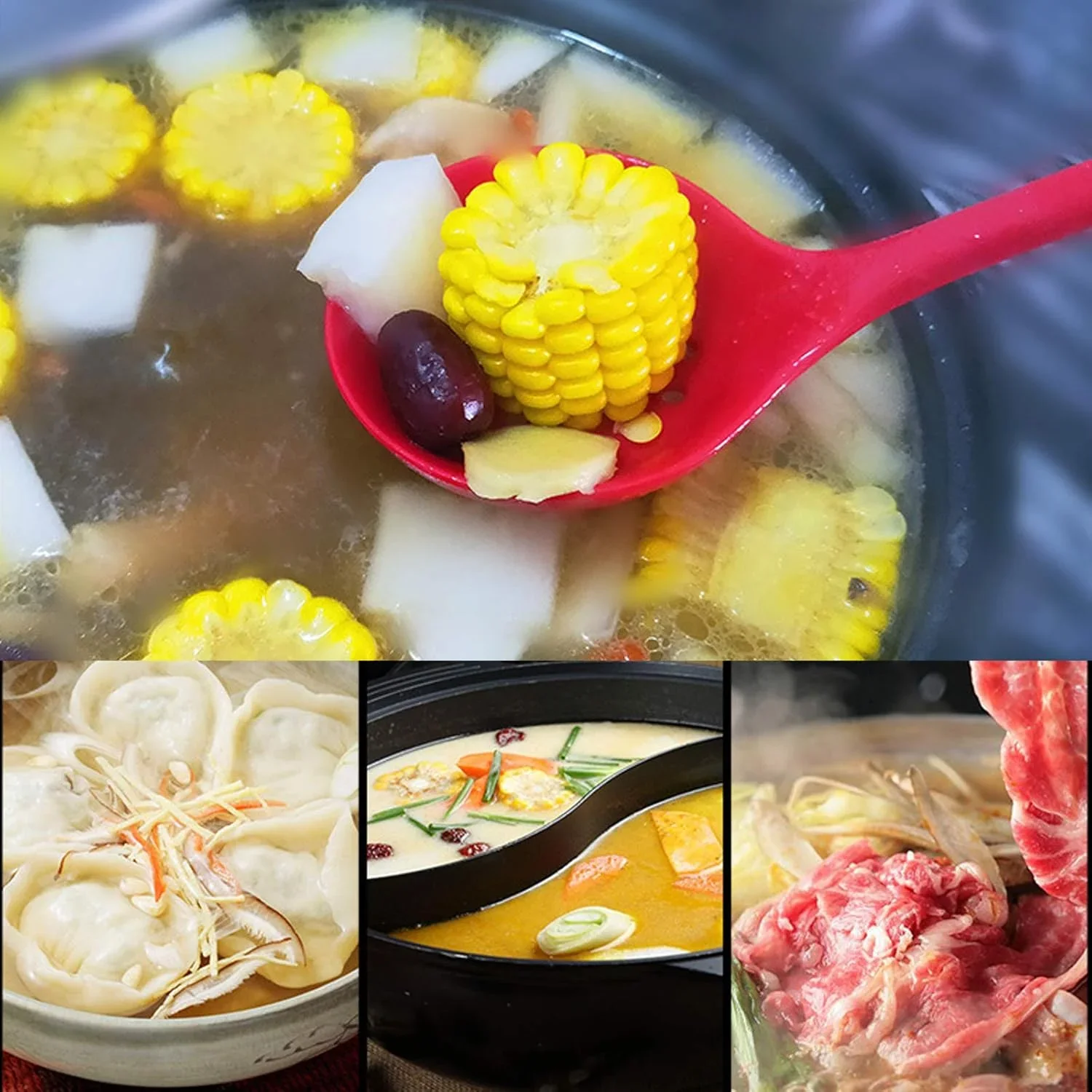 Silikon-Skimmer-Löffel, antihaftbeschichtet, zum Kochen, Schlitz, Sieb, Löffel, Skimmer-Sieb, Küchenspüle, Schöpfkelle, Sieb, Silikonfilter