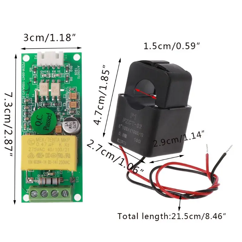 Mô-đun vạn năng PZEM-004T 80-260V 100A + Máy biến áp chia lõi dễ sử dụng