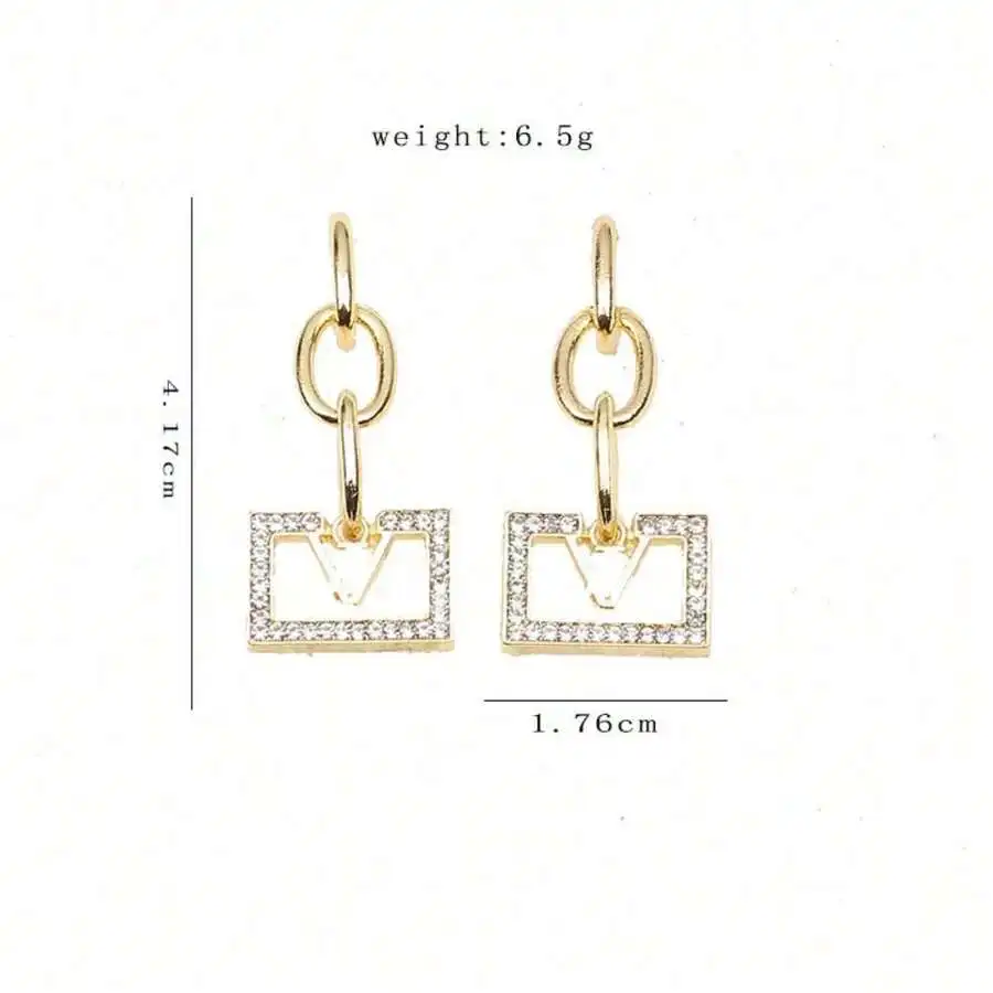 

Geometric V-Shaped Hollow Drop Earrings With Sparkling Crystal Border, Stylish Statement Jewelry