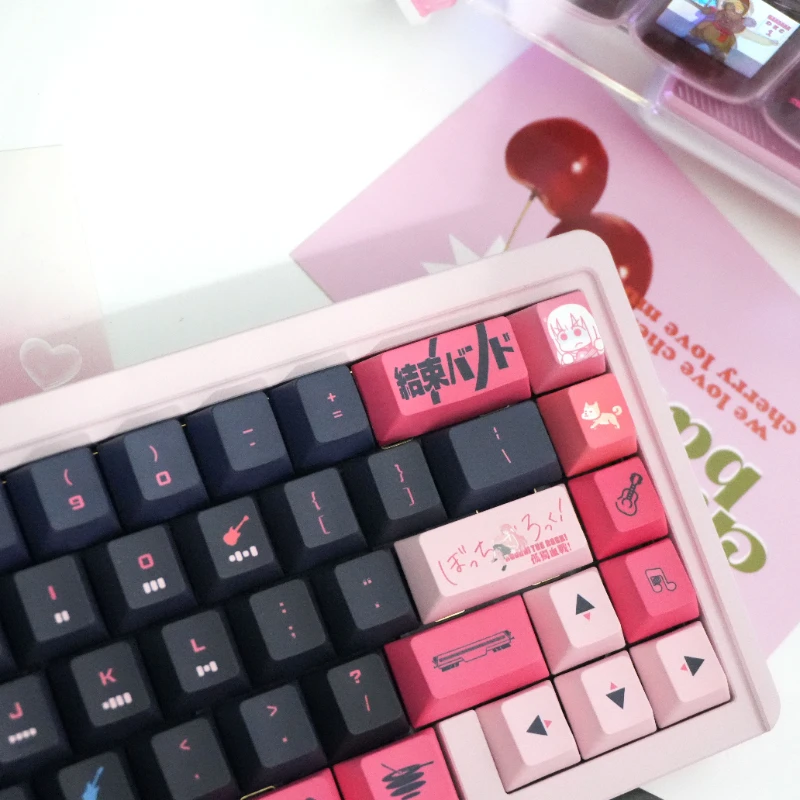 Bocchi-chan Theme Keycaps Set PBT Cherry Profile Custom Original Handmade Keycaps for Mechanical Keyboard Accessories Gift DIY
