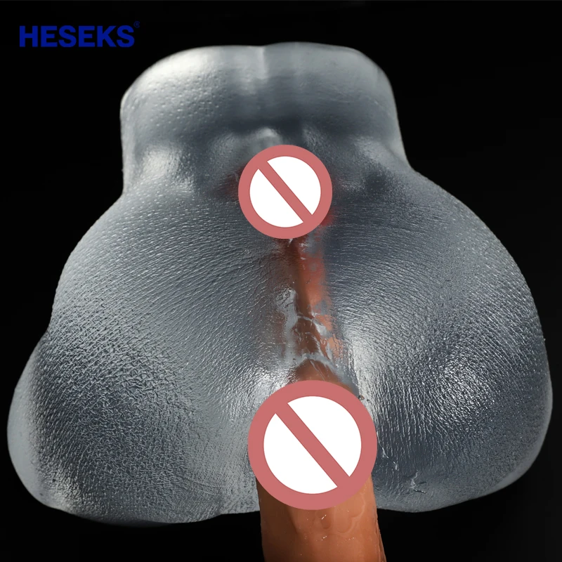 HESEKS Transparent Butt Toys for Men See Through Vagina Anal Channel Masturbator Erotic Sex Toys Male Masturbation Toy