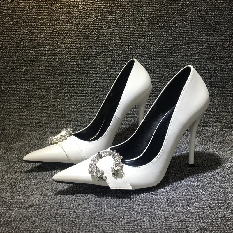 

Pointed Toe C Crystal Bling Bling Women Pumps Sexy Thin Heel Shallow Slip On High Heels Rhinestone Shiny Fashion Pumps 7/9/11Cm