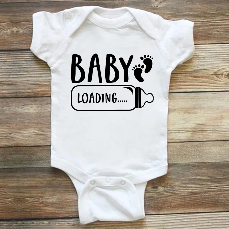 Baby Bottle Print Onesies Funny Casual Home Black Newborn Girl Boy Clothes Short Sleeve Round Neck Summer Infant Outfits