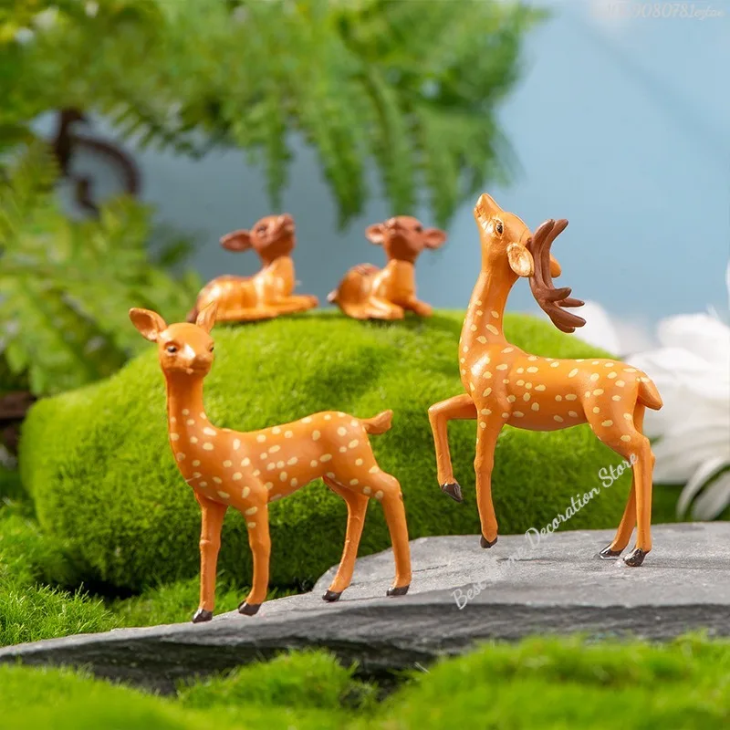 1pcs Mini Deer Realistic Elk Figurine Woodland Animal Figurines Desktop Model Collection Party Favors Educational Learning Toys