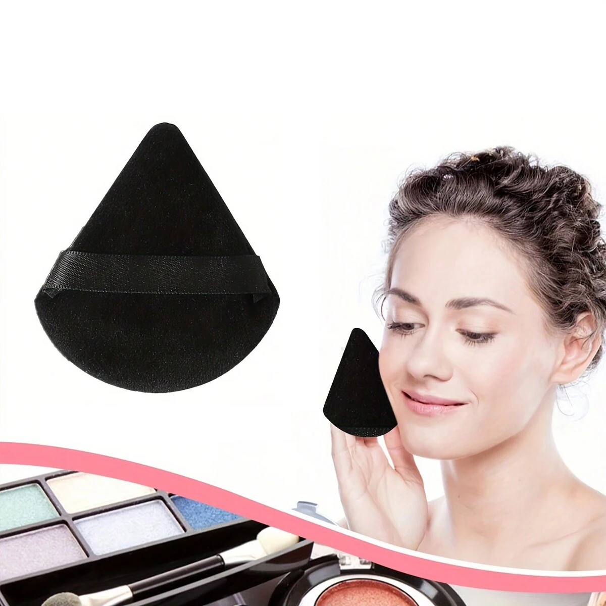

3Pcs Triangular Powder Puff for Setting Makeup, Loose Powder Makeup Sponge, Fan-Shaped Powder Puff, Finger Cushion Puff, Dry and Wet Dual-Use Loose Powder Setting Puff, Water Drop-Shaped Studio Makeup Puff