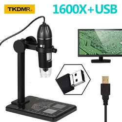 TKDMR WIFI USB HD Desktop Digital Electronics Microscope Adjustable 1600X 8 LED Zoom Magnifier Mobile For Phone PC Repair Coins