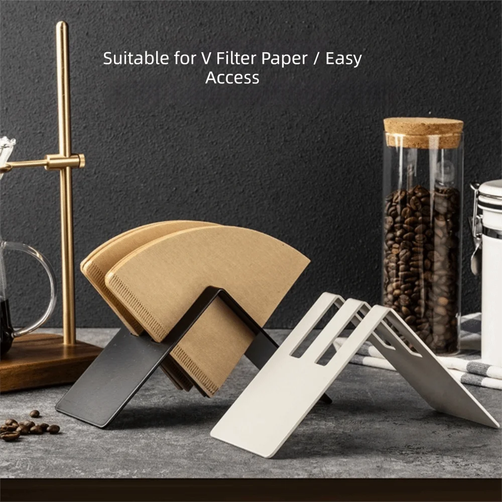 

Stainless Steel Coffee Filter Paper Holder Large Capacity V-shaped Coffee Bar Storage Rack Filter Paper Organizer