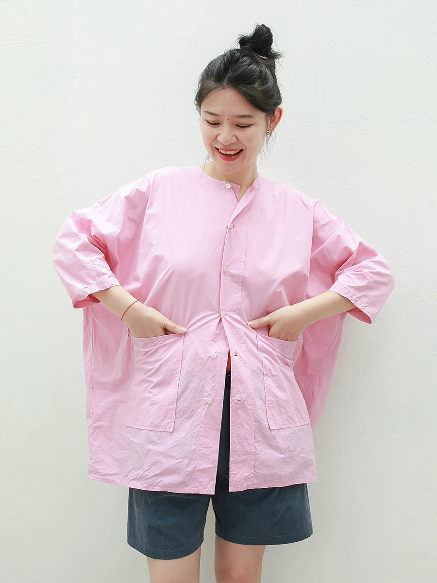 

Женская повседневная рубашка ручной работы из высокоплотного хлопка с растительным окрашиванием, свободного кроя, дышащая, однотонная