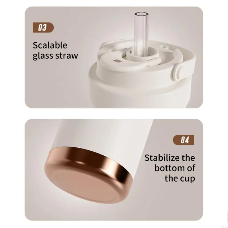 

R66A Women 750ml Ceramic Inner Vacuum Cup with Straw for Hot Cold Drink Use