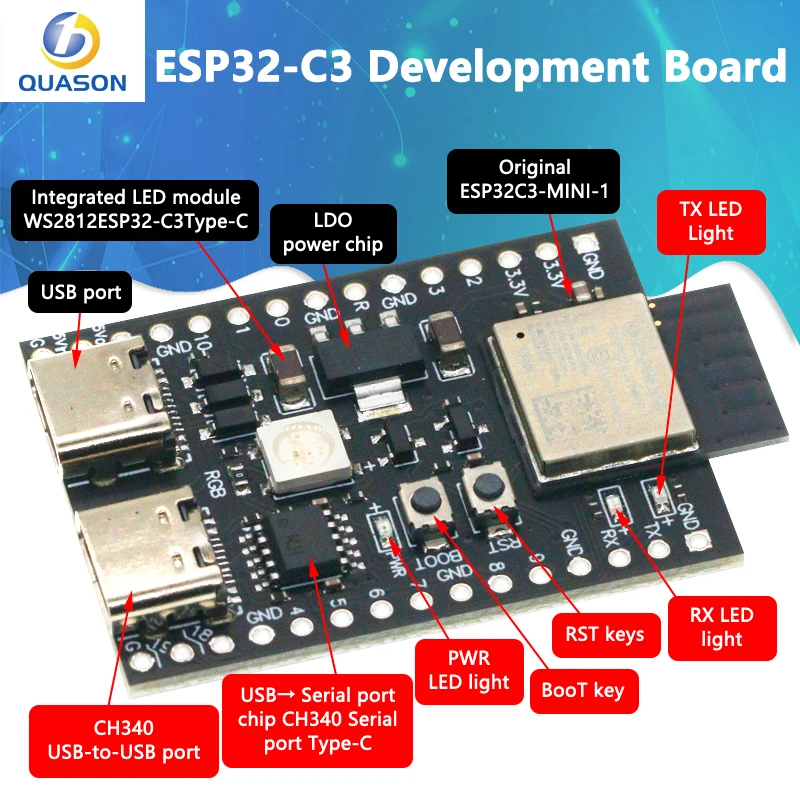 ESP32-C3 development board Dual Type-C Wifi Bluetooth BLE5.0DevKitM-1 core board ESP32C3