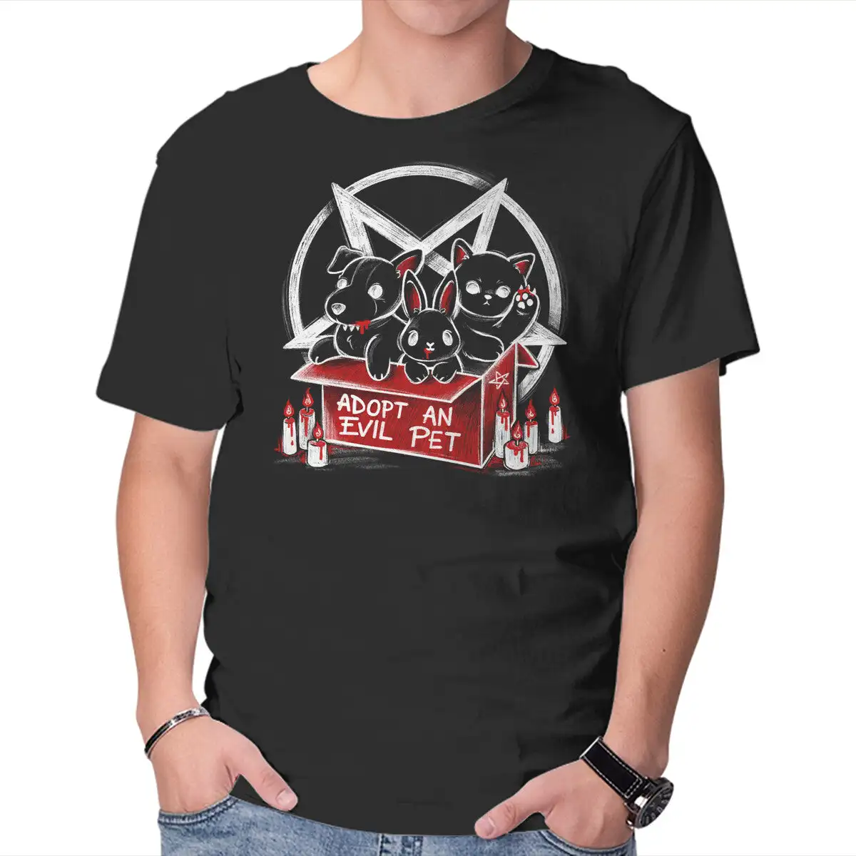 Adopt An Evil Pet Anime Graphic T-shirts for Men Clothing Women Short Sleeve Tees New Arrivals Unisex Summer