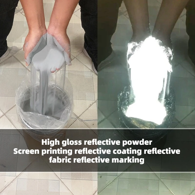Screen Printing Reflective Powder 200g/bag Ink Coating Road  400 Mesh High-gloss White Silver Printing Reflective Powder