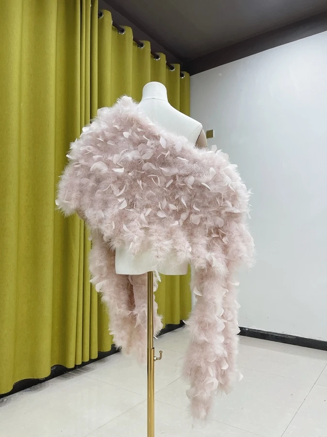 Wedding Shawl Women Winter Real Ostrich Feather Wraps Fluffy Feather Bridal Shrug Party Stoles Cloak Cape