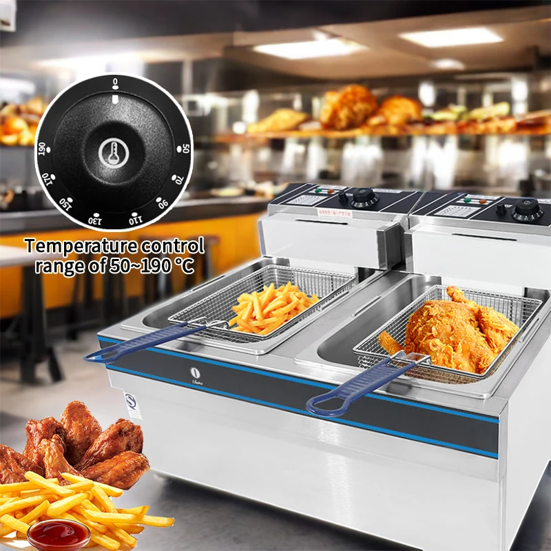 Fritadeira comercial de rosquinha de cilindro duplo Fritadeira elétrica de batatas fritas