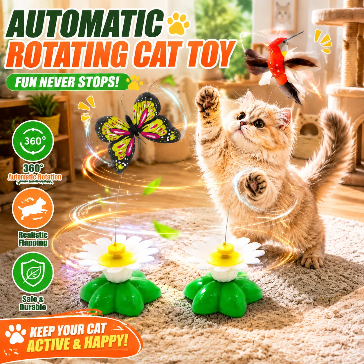 Power Tools Cat - İnteraktif Elektrikli Döner Kedi Oyuncağı 360
