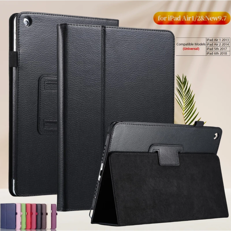 For iPad 5th 6th Gen Case 9.7inch 2018 2017 Pu Leather Magnetic Auto Sleep/Wake Two-fold Stand Cover Funda For iPad Air 1 2 Case
