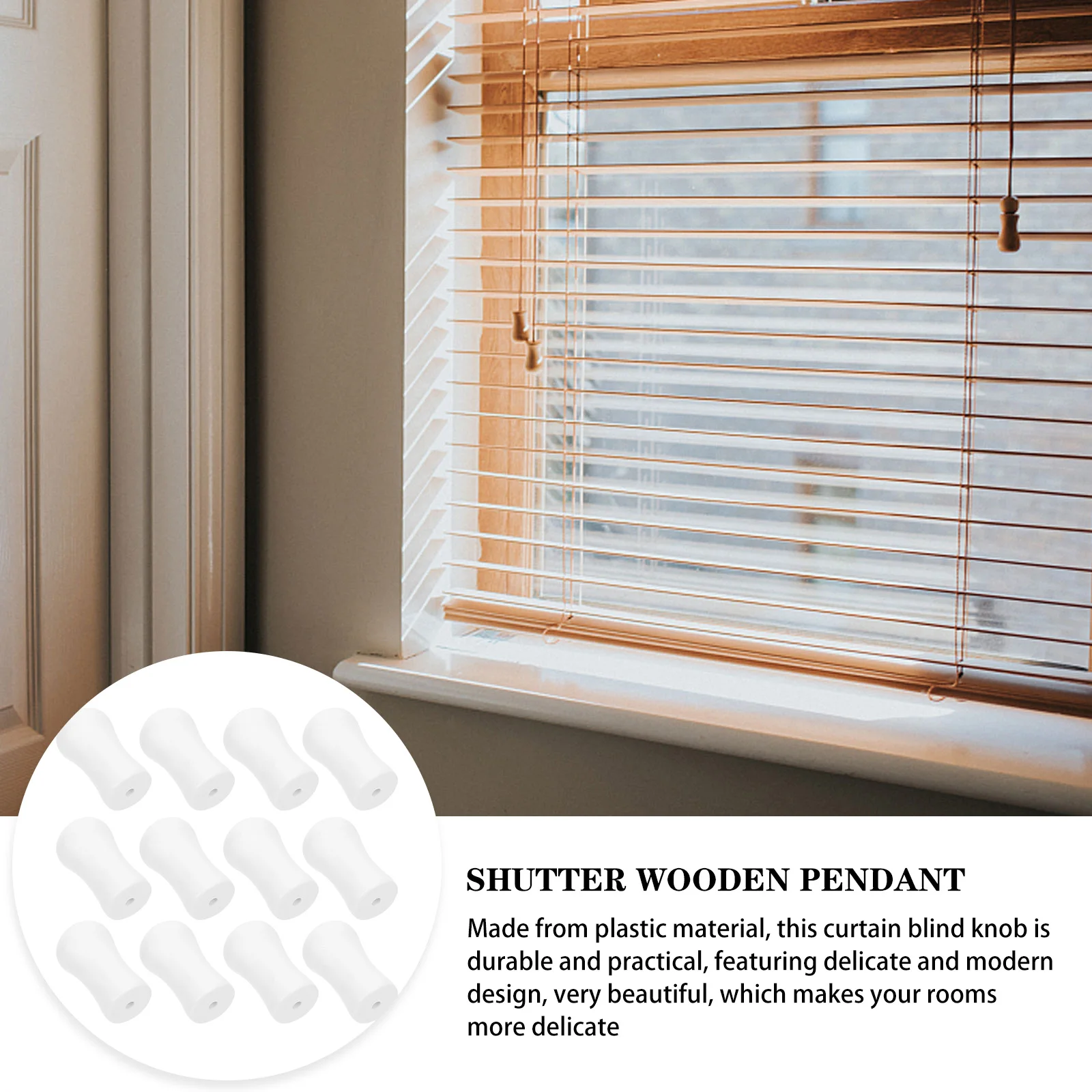 

16pcs Plastic Blind Cord Pull Ends Smooth White Minimalist Bedroom Living Room Window Curtain Blinds Accessories