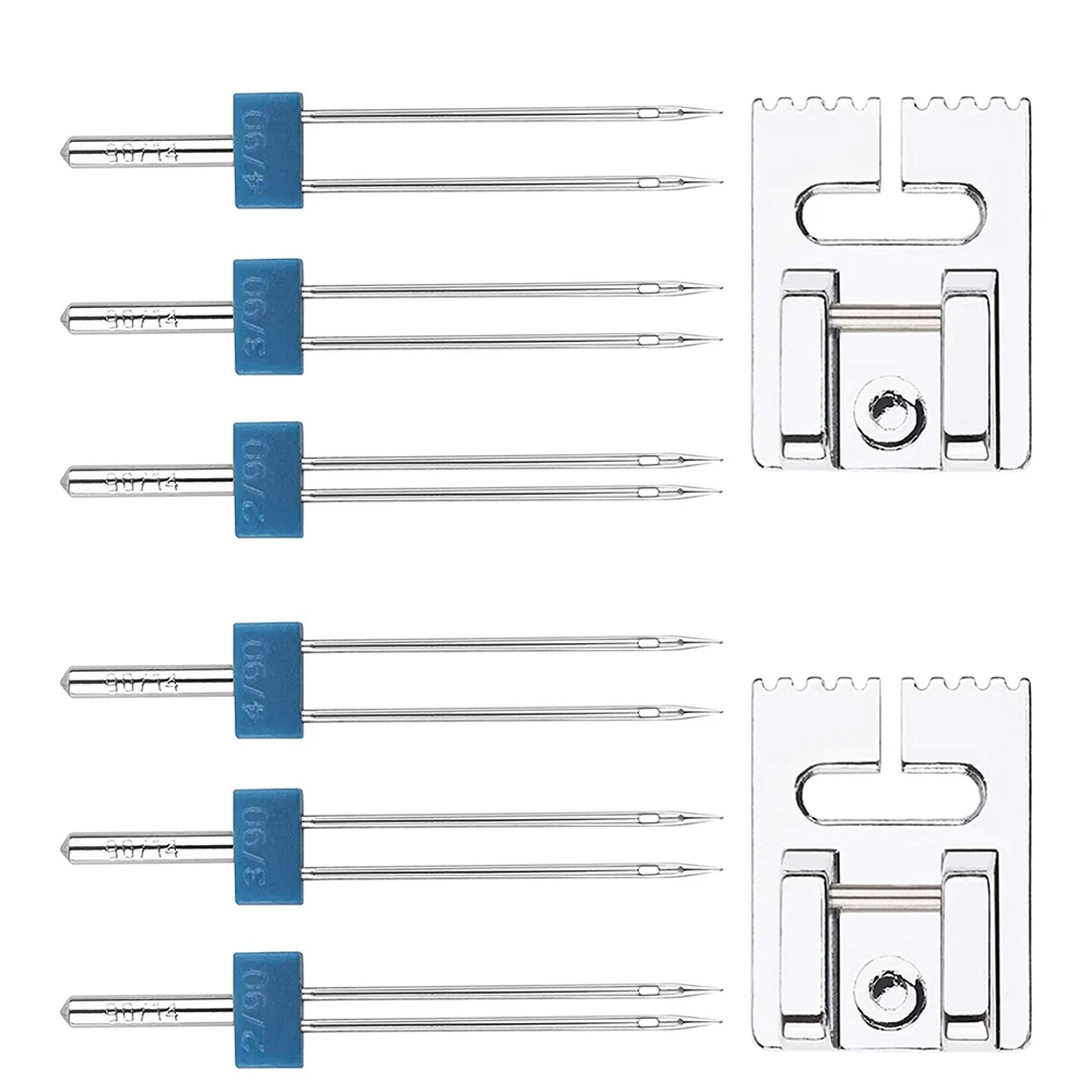 8 sztuk akcesoria do maszyn do szycia zestawy podwójne Stretch igły i 7 Groove stopka do szycia dla wspólne domowe maszyny do szycia