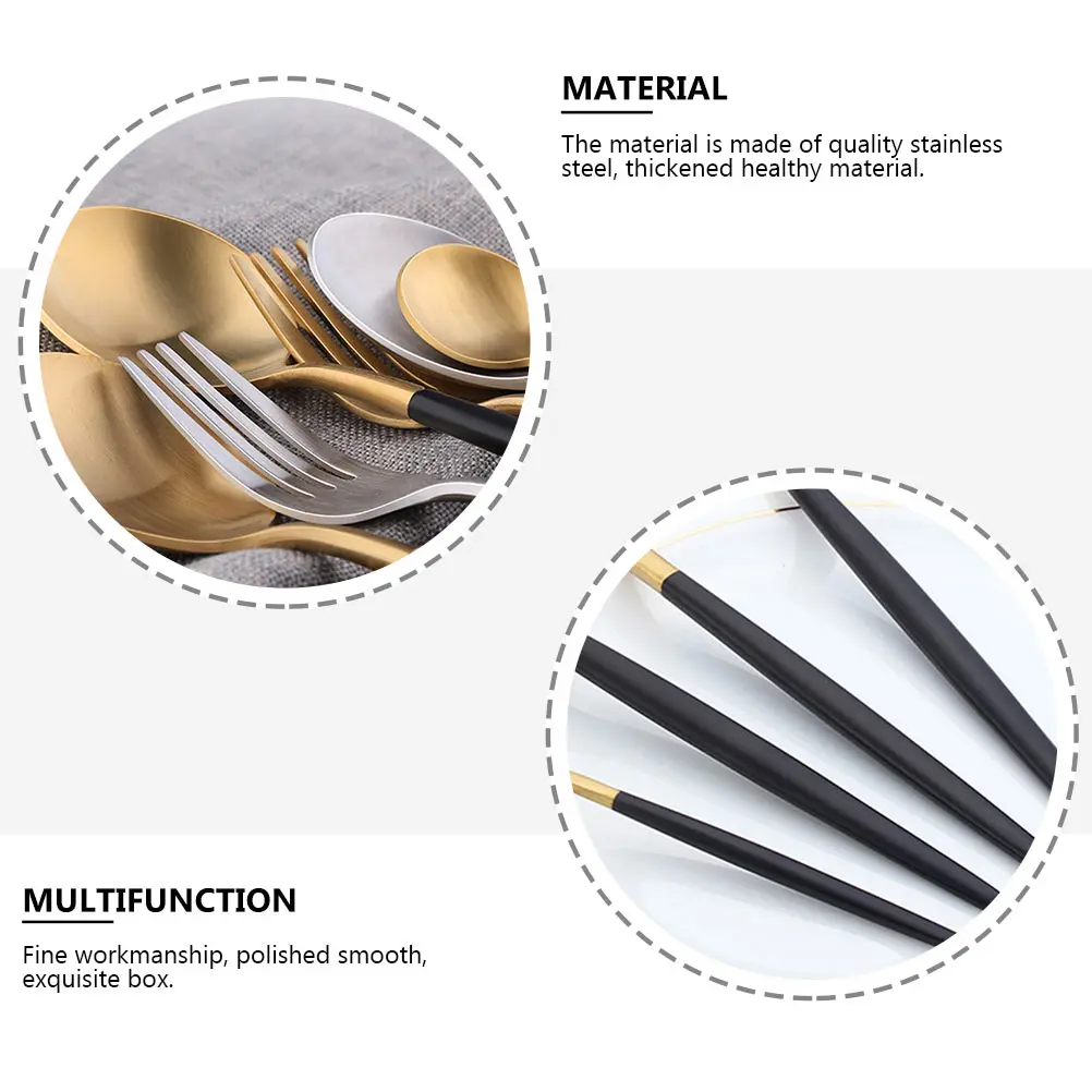 

1 set Cutlery Set Household Tableware Spoon Fork Knife Polished Thickened Healthy Material Mirror Bronzing