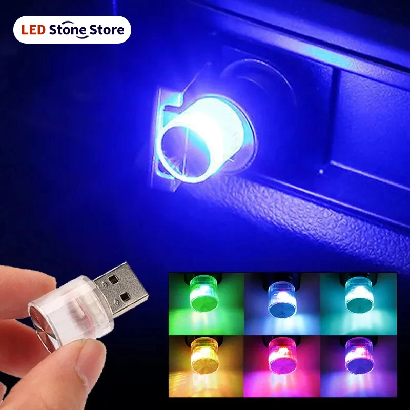 Car Mini USB LED Ambient Light Decorative Atmosphere Lamps for Interior Environment Auto PC Computer Portable Light Plug Play