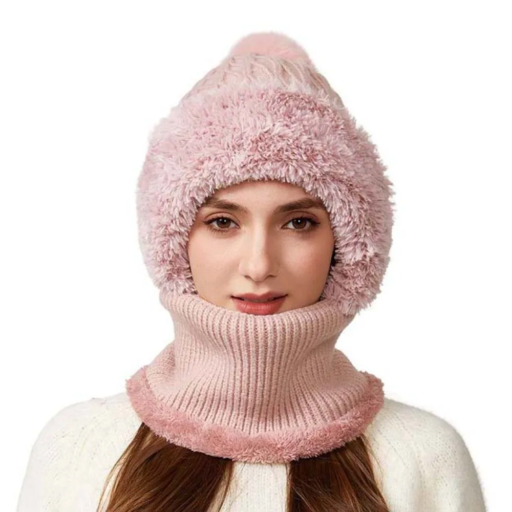 

Простая плюшевая зимняя шапка, комплект масок, ветрозащитная утолщенная теплая шапка-шарф 2 в 1, защита ушей, однотонная Балаклава, шапка на открытом воздухе